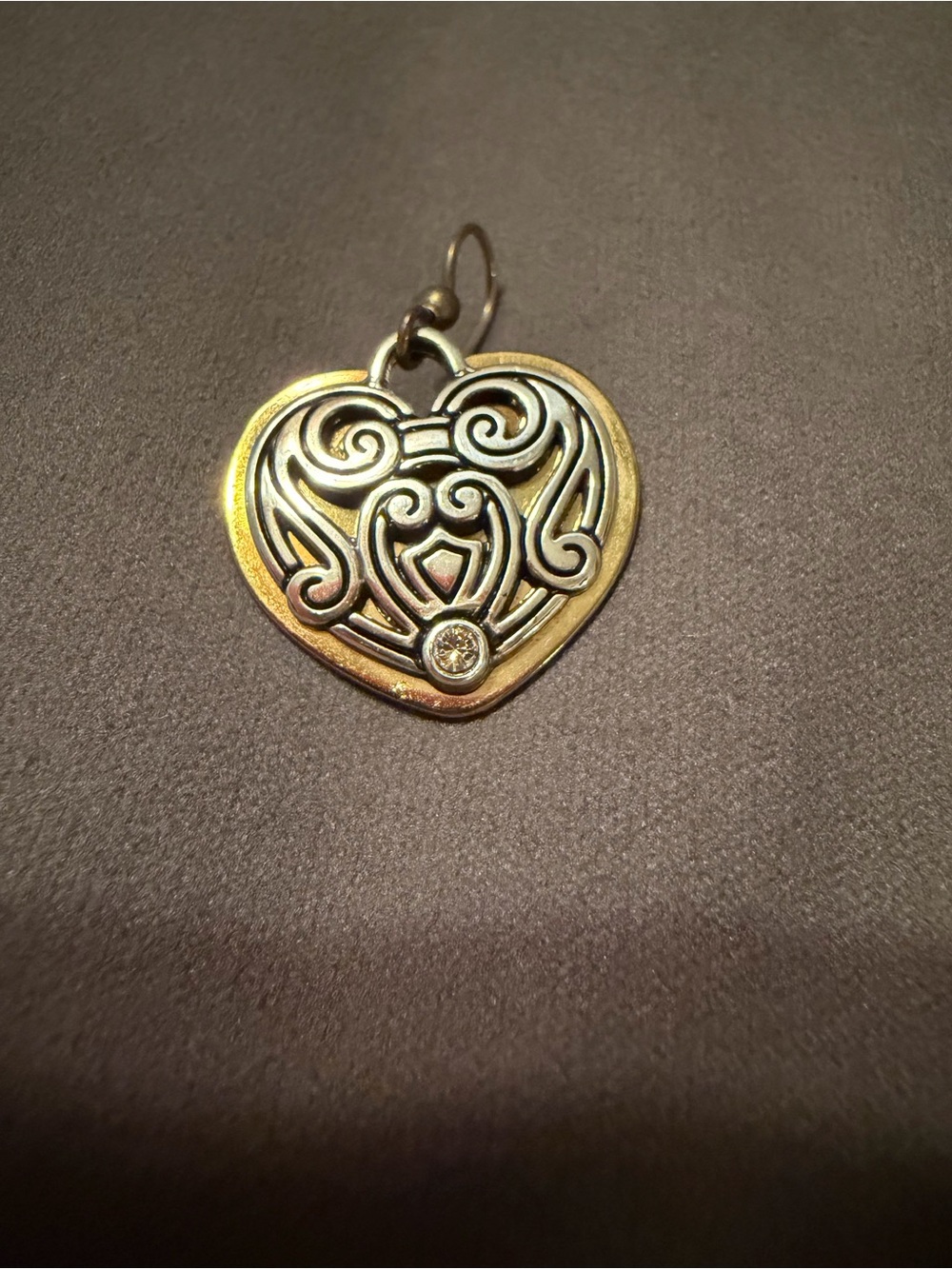Brighton Two-Tone Heart Filigree Earring with Clear Stone